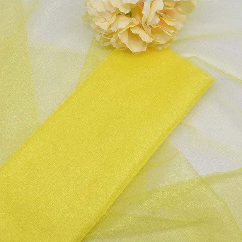 Anteer Crystal Organza Tulle Sheer Fabric Backdrop Curtains for Wedding Baby Shower Birthday Party Event Decor, 19â€ by 30 Yard (Yellow) - Image 2